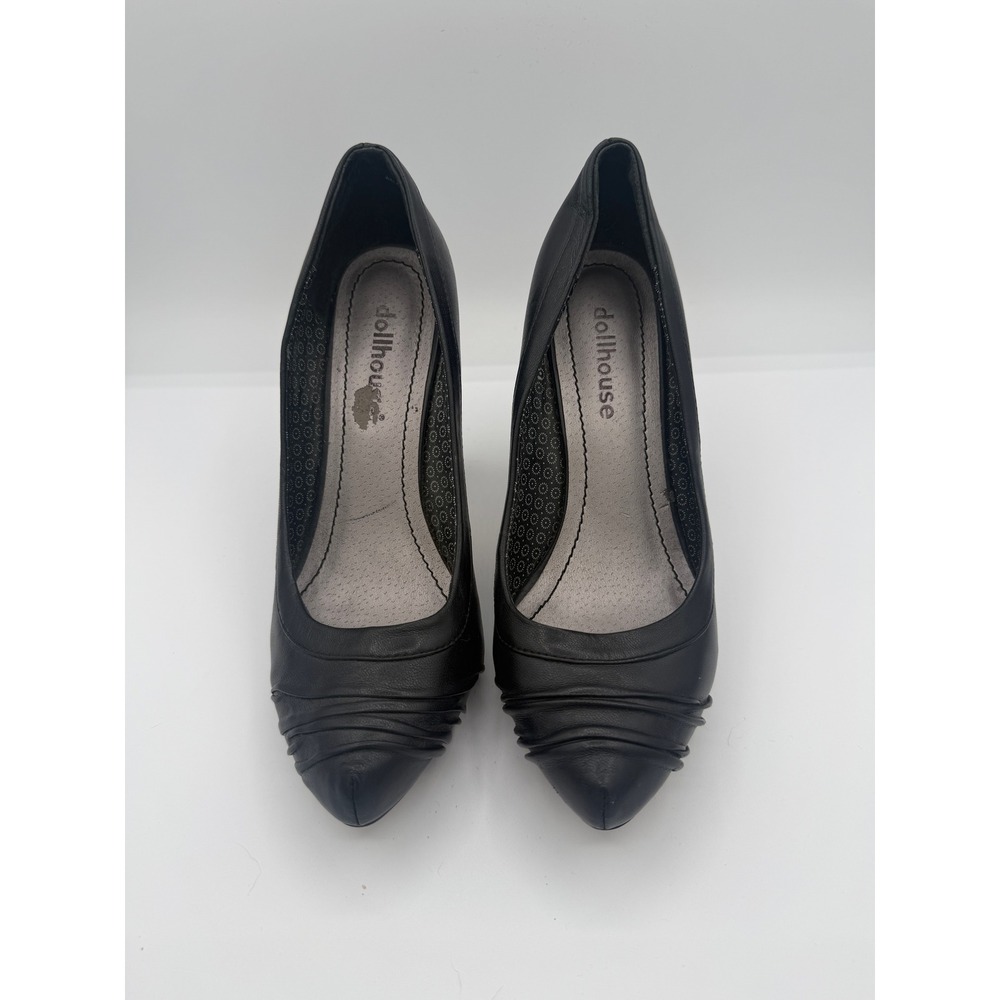 Dollhouse Vintage Y2K Black Leather Pleated Pointed Toe Pumps Heels Size 8.5